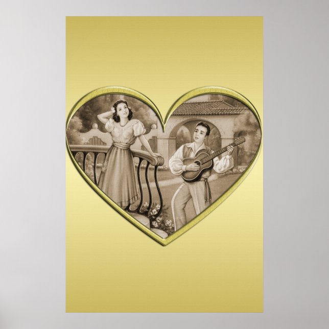 Vintages romanisches Ehepaar, Mann und Frau, Gold Poster (Vorne)