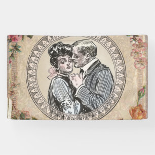 Vintages romanisches Paar: Antike Rose Girly Liebe Banner