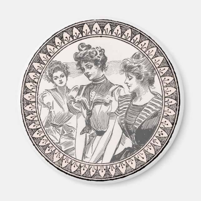 Vintages romanisches Paar: Antike Rose Girly Liebe Magnet (Vorne)