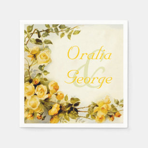 Vintages romantisches Gemälde von Rose Hochzeit Serviette