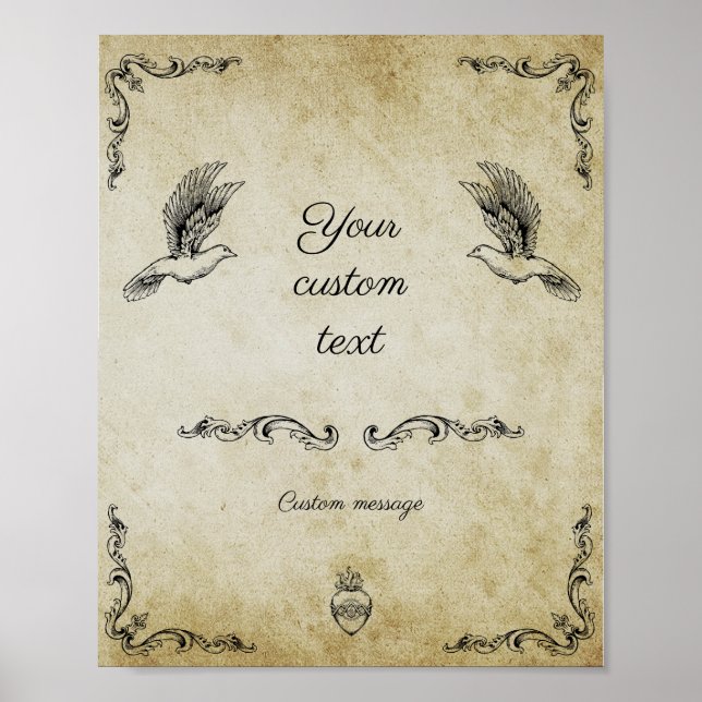 Vintages romantisches Hochzeitszeichen Poster (Vorne)