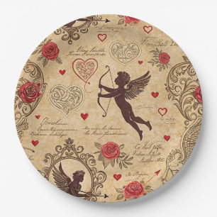 Vintages romantisches Muster Cupids (10) Pappteller