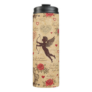 Vintages romantisches Muster Cupids (10) Thermosbecher
