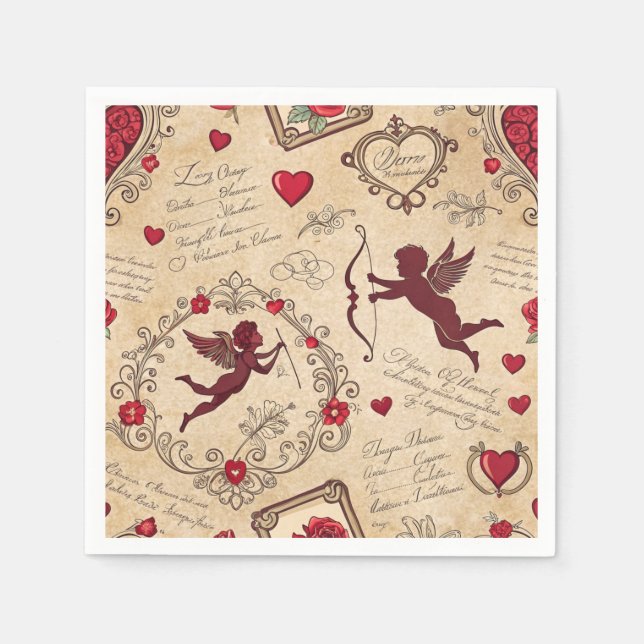 Vintages romantisches Muster Cupids (2) Serviette (Vorderseite)