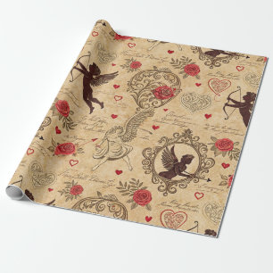 Vintages romantisches Muster Cupids (4) Geschenkpapier