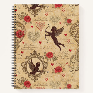 Vintages romantisches Muster Cupids (4) Notizbuch