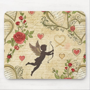 Vintages romantisches Muster Cupids (7) Mousepad