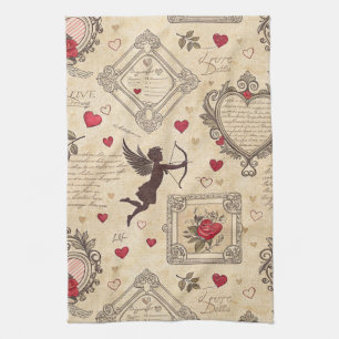 Vintages romantisches Muster Cupids (8) Geschirrtuch