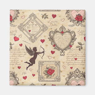 Vintages romantisches Muster Cupids (8) Magnet