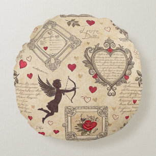 Vintages romantisches Muster Cupids (8) Rundes Kissen