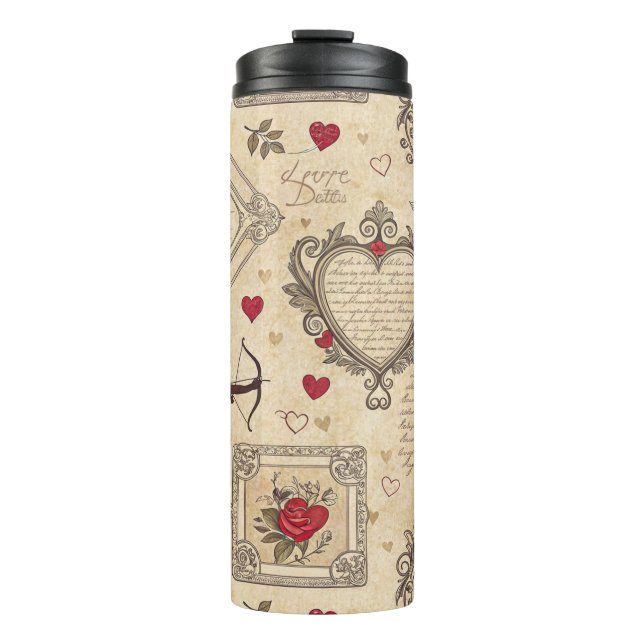Vintages romantisches Muster Cupids (8) Thermosbecher (Vorderseite)