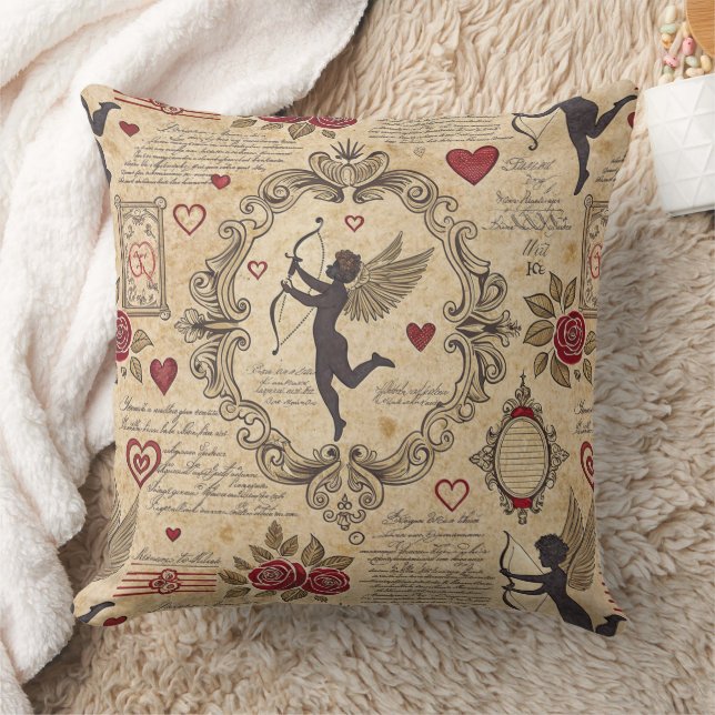 Vintages romantisches Muster Cupids (9) Kissen (Decke)