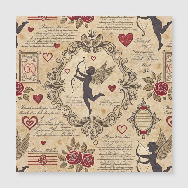 Vintages romantisches Muster Cupids (9) Magnetkarte (Vorderseite)