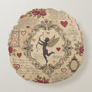 Vintages romantisches Muster Cupids (9) Rundes Kissen