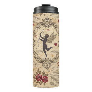 Vintages romantisches Muster Cupids (9) Thermosbecher