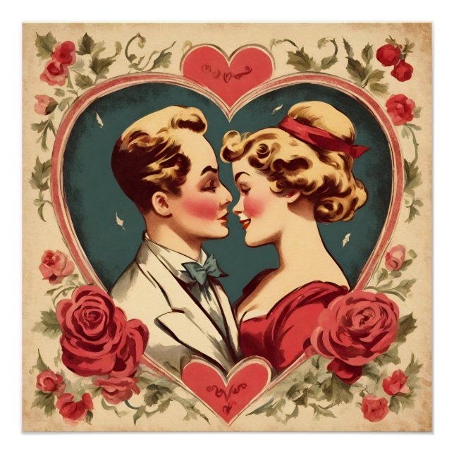 Vintages romantisches Valentinstag Poster (Vorderseite)