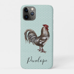 Vintages Rooster-Chickendraht Aquamarin Monogramm Case-Mate iPhone Hülle