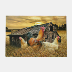 Vintages Rooster Hens Rustikales Barcoop Fußmatte