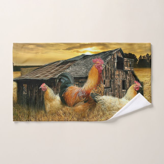 Vintages Rooster Hens Rustikales Barcoop Handtuch (Handtuch)