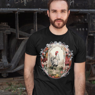 Vintages Rooster im Garten Hühnergarten T-Shirt