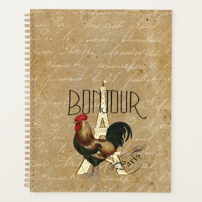 Vintages Rooster in Paris - Eiffelturm Planer (Vorderseite)