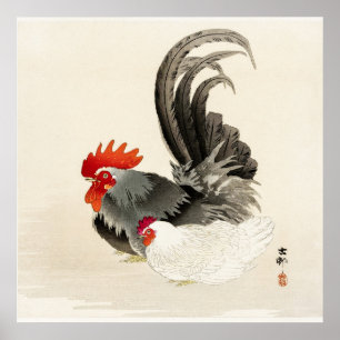 Vintages Rooster japanischer Kunst Poster