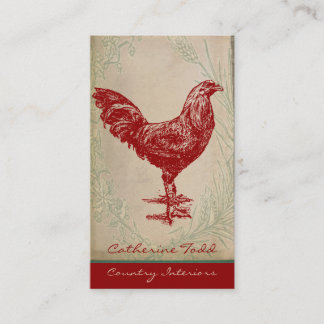 Vintages Rooster-Shabby Chic - Innendesign Visitenkarte