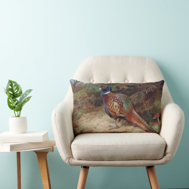 Vintages Rooster und Hen Pheasant Lendenkissen (Stuhl )