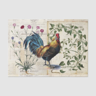 Vintages Rooster Vine Französisches Gewebepapier Seidenpapier