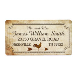 Vintages Rooster-Wetter-Vane Rustic Wedding Label