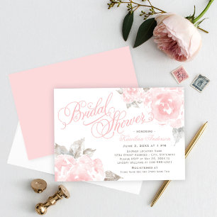 Vintages Rosa Aquarellfarben Rose Hochzeitsstich B Einladung