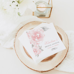 Vintages Rosa Aquarellfarben Rose Hochzeitsstich B Serviette