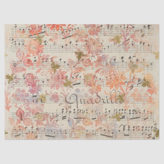 Vintages Rosa Blume Honey Bee Tissue Paper Seidenpapier (Vorderseite)