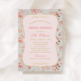 Vintages Rosa Blumengarten Party Brautparty Einladung