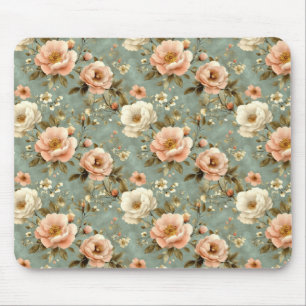 Vintages rosa Blumenmuster Mousepad
