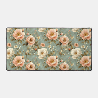 Vintages rosa Blumenmuster Schreibtischunterlage