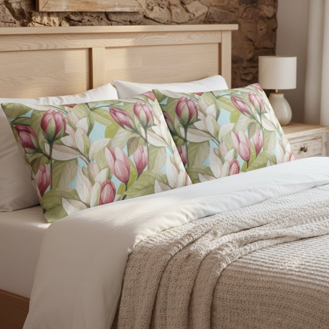 Vintages rosa Blumenmuster und Leaf-Muster Kissenbezug (Von Creator hochgeladen)