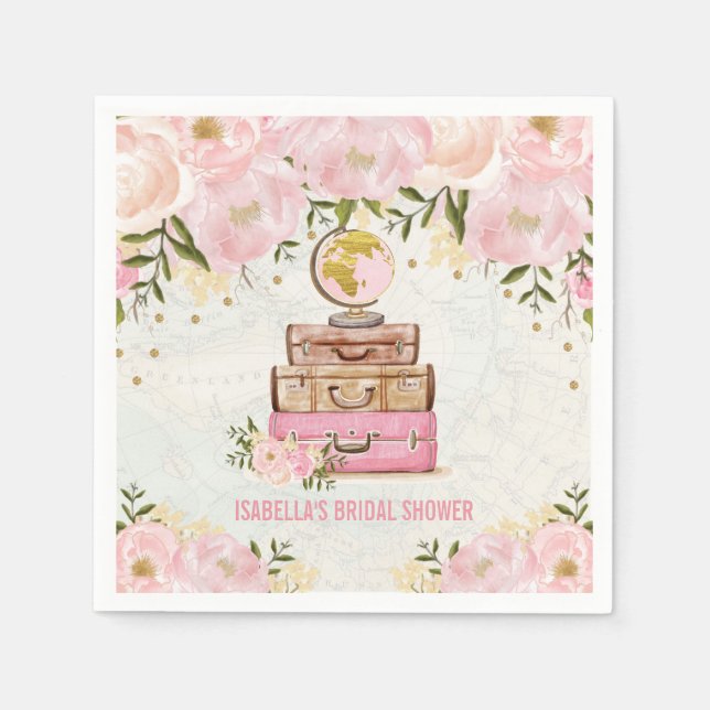 Vintages Rosa Blumenrosa Brautparty Serviette (Vorderseite)