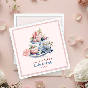 Vintages Rosa Blumentee Party Brautparty Serviette
