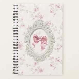 Vintages Rosa-Bogen und Blumenrahmen-Notebook Planer