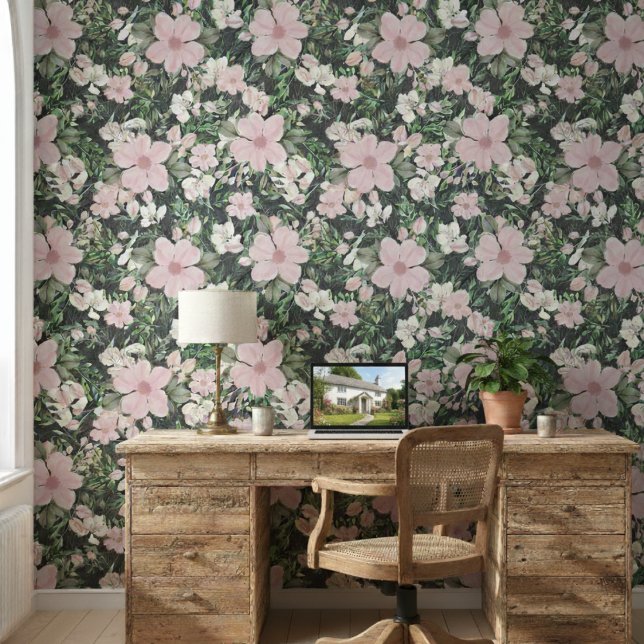 Vintages rosa Botanisches Muster Tapete (Von Creator hochgeladen)