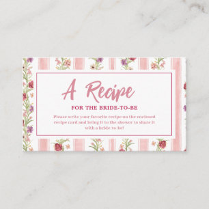 Vintages rosa Bug-Brautparty Gemeinsames Rezept Begleitkarte