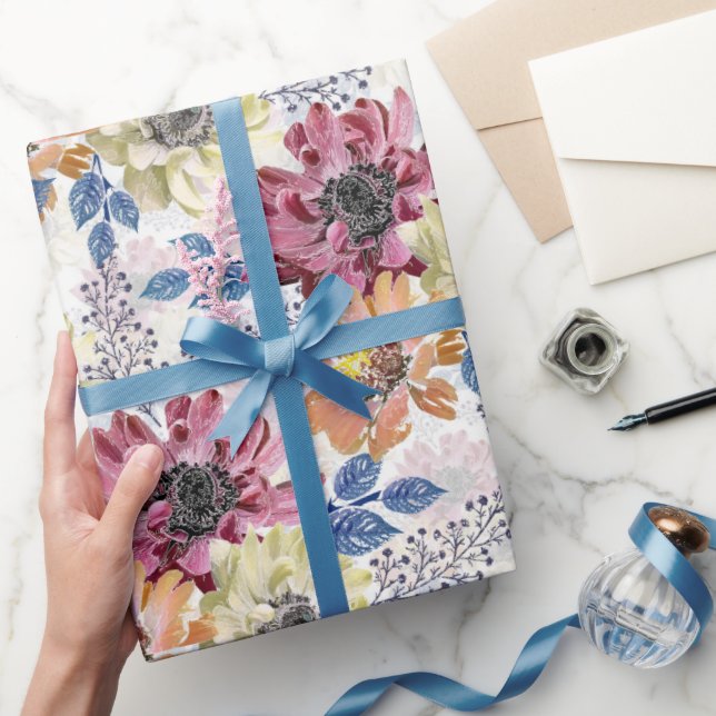 Vintages Rosa-Chrysanthemum Geschenkpapier (Schenken)