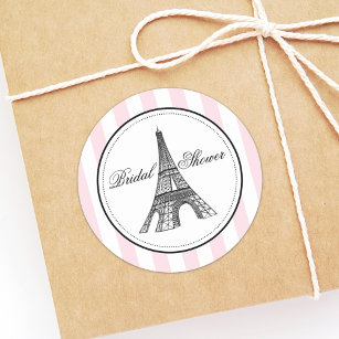 Vintages Rosa Eiffelturm Paris Brautparty Runder Aufkleber