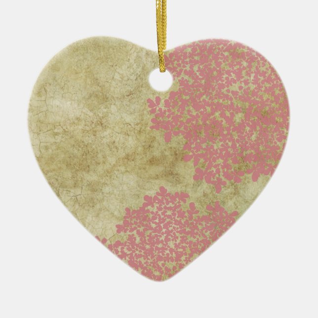 Vintages Rosa Flor Keramikornament (Vorne)