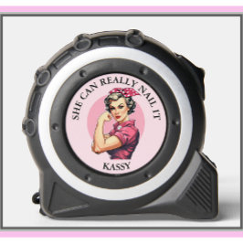 Vintages rosa Gal kann ihn benennen Maßband