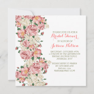 Vintages Rosa Garten Rose Brautparty Einladung