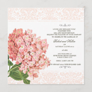 Vintages Rosa Hydrangea Hochzeit Einladung