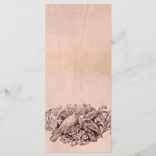 Vintages Rosa-Lovebirds-Hochzeitsprogramm Programm