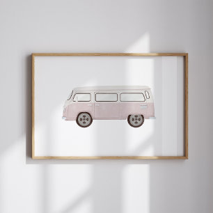 Vintages rosa Minivan Poster